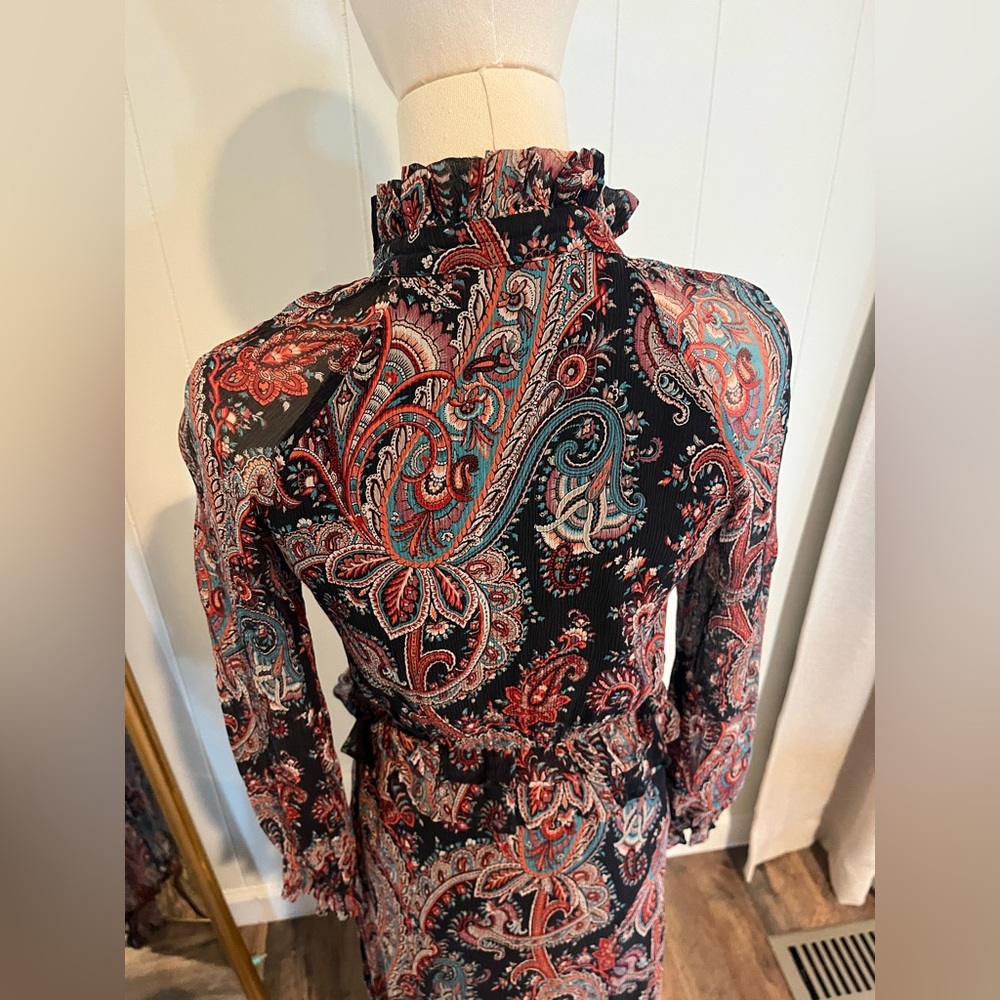 Western Style Banana Republic x Olivia Palermo Paisley Tie-Neck Silk Dress - Picture 7 of 8